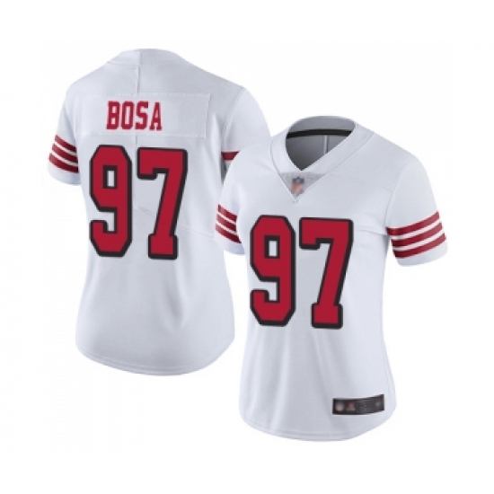 Women's San Francisco 49ers #97 Nick Bosa Limited White Rush Vapor Untouchable Football Jersey - Ujersey