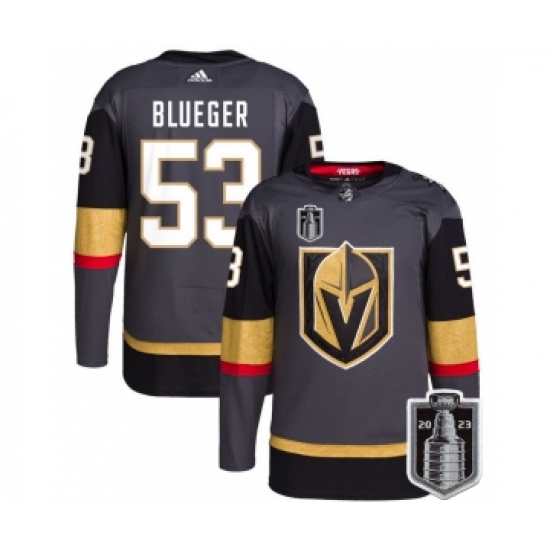 Men's Vegas Golden Knights #53 Teddy Blueger Gray 2023 Stanley Cup Final Stitched Jersey - Ujersey