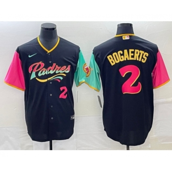 Men's San Diego Padres #2 Xander Bogaerts Number 2022 Black City Connect Cool Base Stitched Jersey - Ujersey