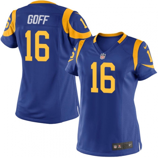 Women's Nike Los Angeles Rams #16 Jared Goff Game Royal Blue Alternate NFL Jersey - Ujersey