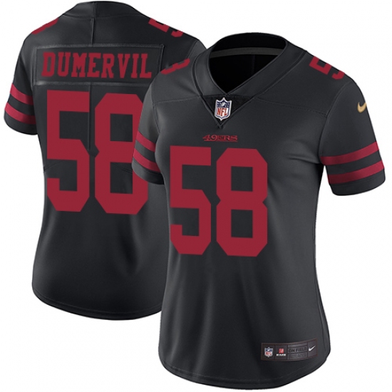 Women's Nike San Francisco 49ers #58 Elvis Dumervil Elite Black NFL Jersey - Ujersey