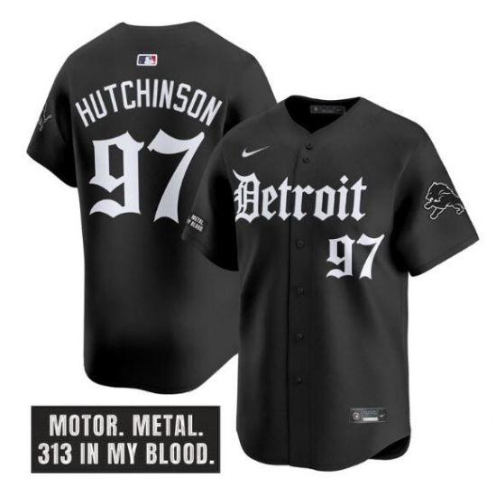 Men's Detroit Lions #97 Aidan Hutchinson Black 'Motor Gothic Edition' Vapor Premier Limited Stitched Jersey - Ujersey