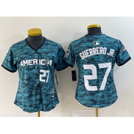 Women's Toronto Blue Jays #27 Vladimir Guerrero Jr Number Teal 2023 All Star Cool Base Stitched Jersey - Ujersey