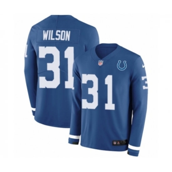 Men's Nike Indianapolis Colts #31 Quincy Wilson Limited Blue Therma Long Sleeve NFL Jersey - Ujersey