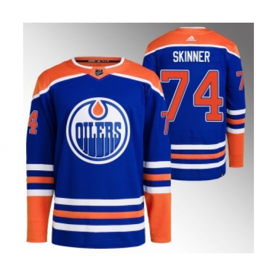 Men's Edmonton Oilers #74 Stuart Skinner Royal Stitched Jersey - Ujersey