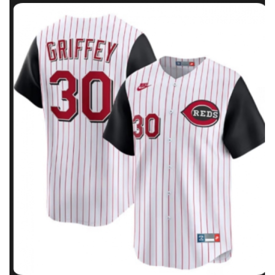 Men's Cincinnati Reds #30 Ken Griffey White Home Limited Stitched Baseball Jersey - Ujersey