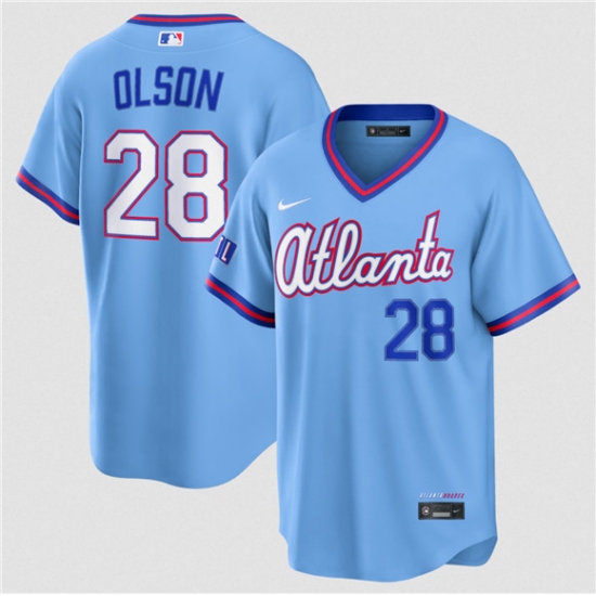 Men's Atlanta Braves #28 Matt Olson Powder Blue 2026 City Connect Stadium Stitched Baseball Jersey - Ujersey