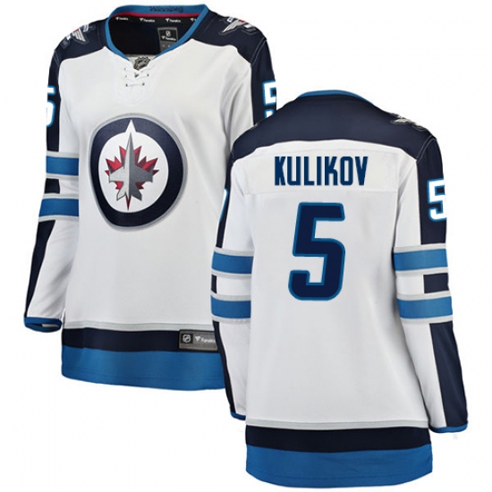 Women's Winnipeg Jets #5 Dmitry Kulikov Fanatics Branded White Away Breakaway NHL Jersey - Ujersey