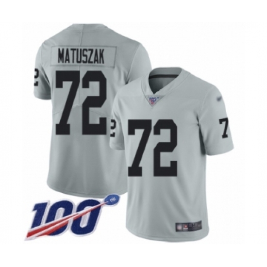 Youth Oakland Raiders #72 John Matuszak Limited Silver Inverted Legend 100th Season Football Jersey