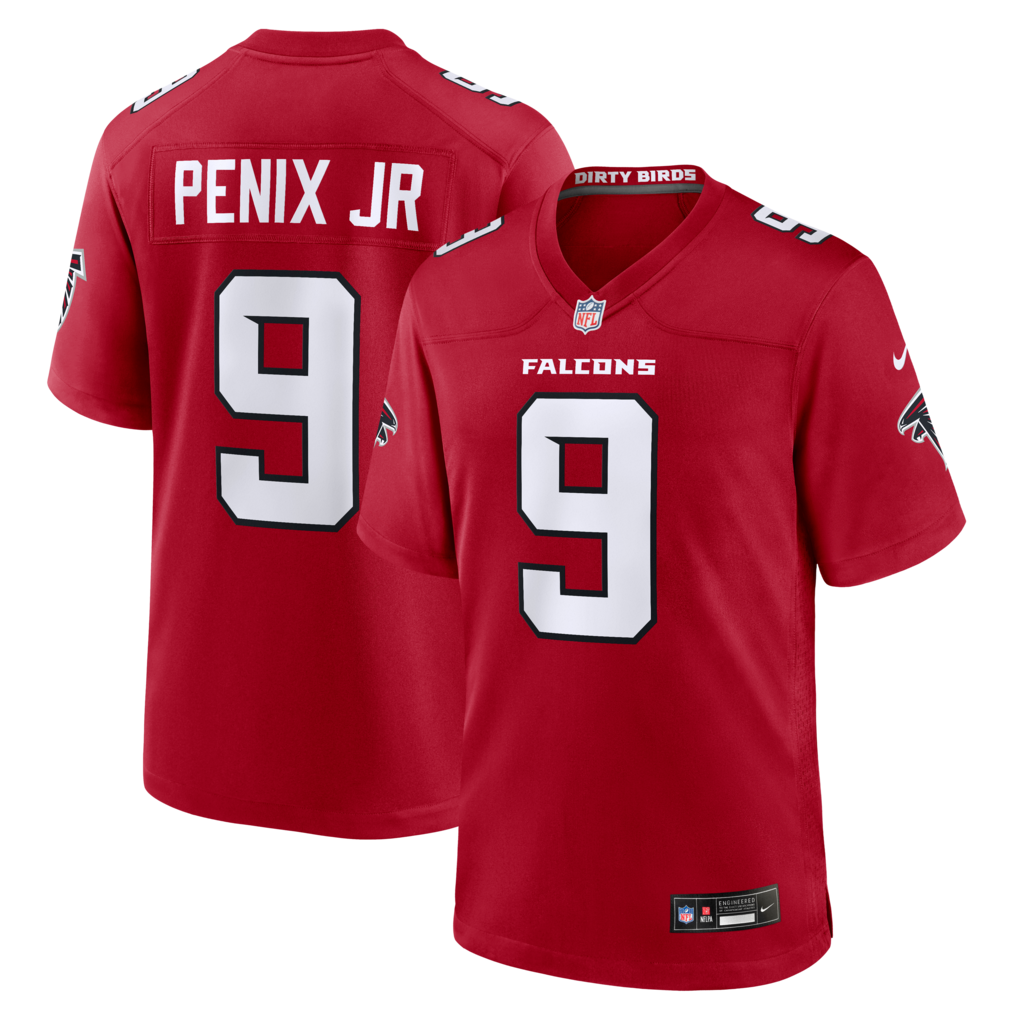 Men's Atlanta Falcons Michael Penix Jr. Nike Red Game Jersey - SUjersey01