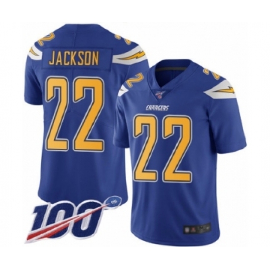 Youth Los Angeles Chargers #22 Justin Jackson Limited Electric Blue Rush Vapor Untouchable 100th Season Football Jersey - Ujersey