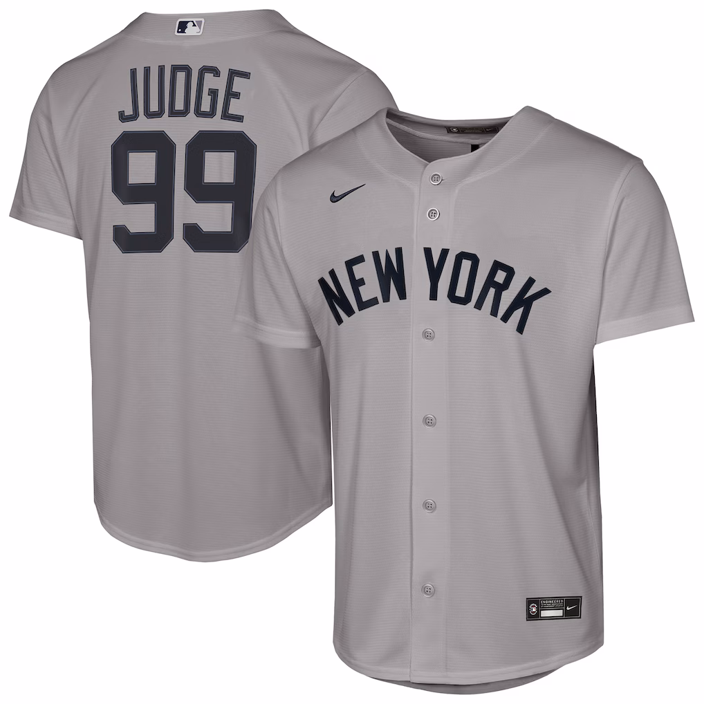 Youth New York Yankees Aaron Judge Nike Gray Road Replica Jersey