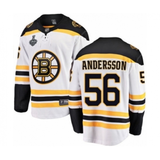 Youth Boston Bruins #56 Axel Andersson Authentic White Away Fanatics Branded Breakaway 2019 Stanley Cup Final Bound Hockey Jersey - Ujersey
