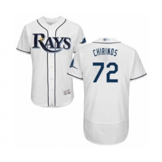 Men's Tampa Bay Rays #72 Yonny Chirinos Home White Home Flex Base Authentic Collection Baseball Player Jersey - Ujersey