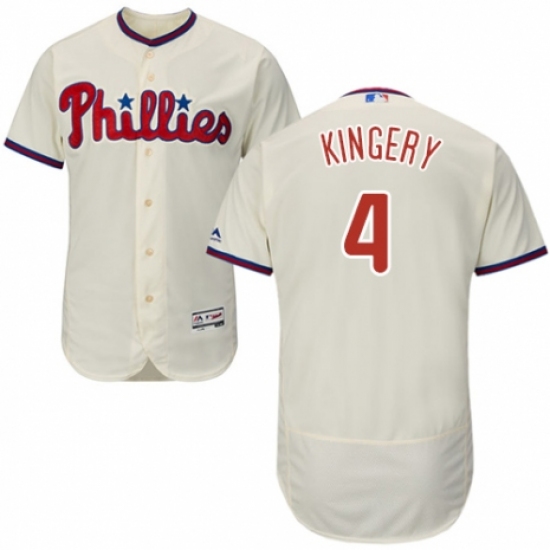 Men's Majestic Philadelphia Phillies #4 Scott Kingery Cream Alternate Flex Base Authentic Collection MLB Jersey - Ujersey