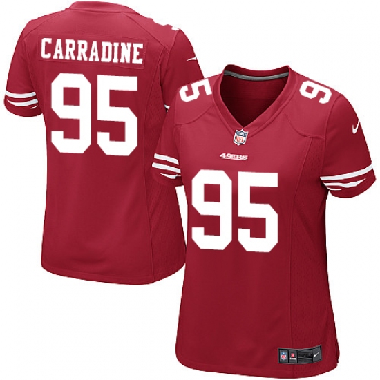 Women's Nike San Francisco 49ers #95 Tank Carradine Game Red Team Color NFL Jersey - Ujersey