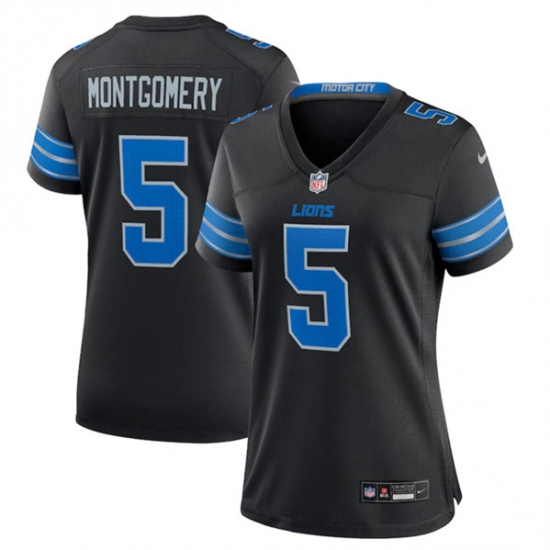 Women's Detroit Lions #5 David Montgomery Black 2nd Alternate Stitched Jersey(Run Smaller) - Ujersey
