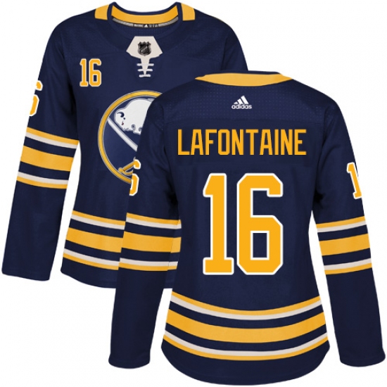 Women's Adidas Buffalo Sabres #16 Pat Lafontaine Premier Navy Blue Home NHL Jersey - Ujersey