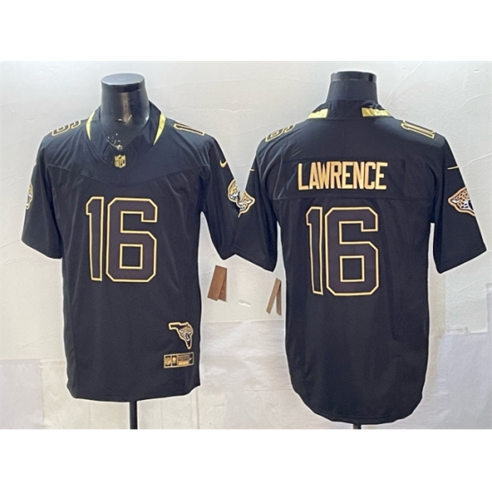 Men's Jacksonville Jaguars #16 Trevor Lawrence Black Gold 2025 F.U.S.E. With Vapor Untouchable Limited Stitched Jersey - Ujersey