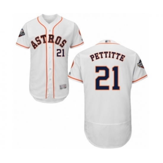 Men's Houston Astros #21 Andy Pettitte White Home Flex Base Authentic Collection 2019 World Series Bound Baseball Jersey - Ujersey