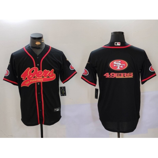 Men's San Francisco 49ers Team Big Logo Black With Cool Base Stitched Baseball Jersey - Ujersey