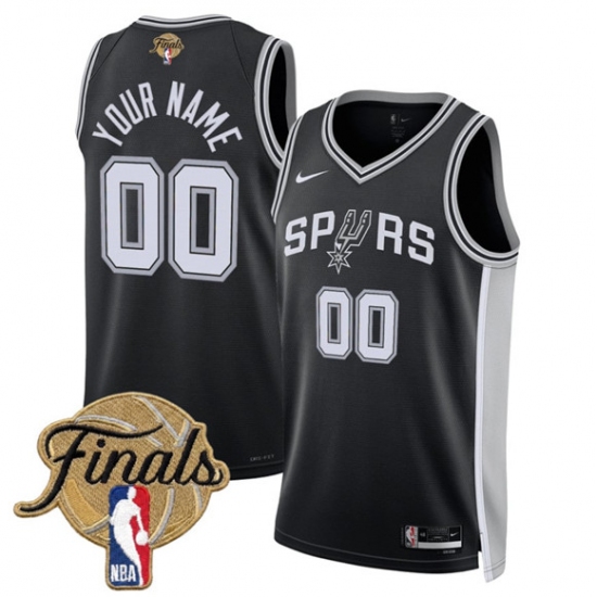 Men's San Antonio Spurs Active Player Custom Black 2026 Finals Patch Icon Edition Stitched Basketball Jersey