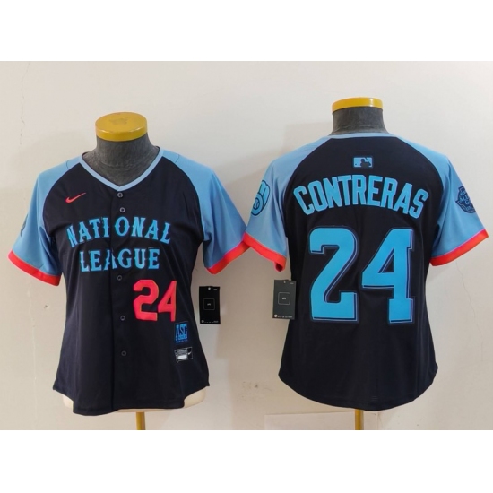 Women's Milwaukee Brewers #24 William Contreras Navy 2024 All Star Limited Stitched Jerseys - Ujersey