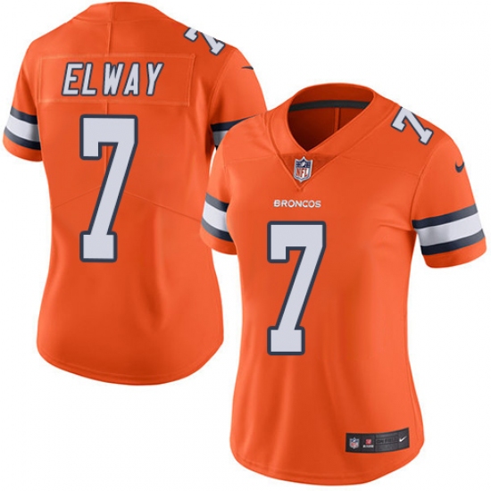 Women's Nike Denver Broncos #7 John Elway Limited Orange Rush Vapor Untouchable NFL Jersey - Ujersey