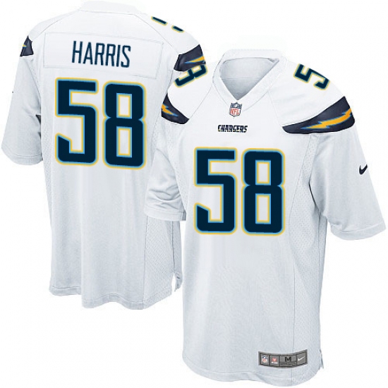 Men's Nike Los Angeles Chargers #58 Nigel Harris Game White NFL Jersey - Ujersey