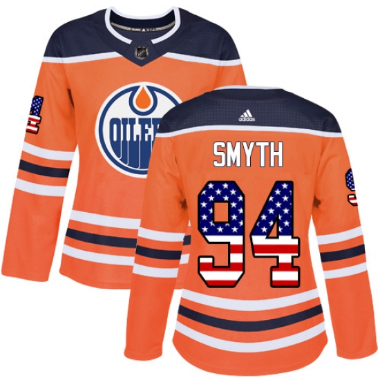 Women's Adidas Edmonton Oilers #94 Ryan Smyth Authentic Orange USA Flag Fashion NHL Jersey - Ujersey