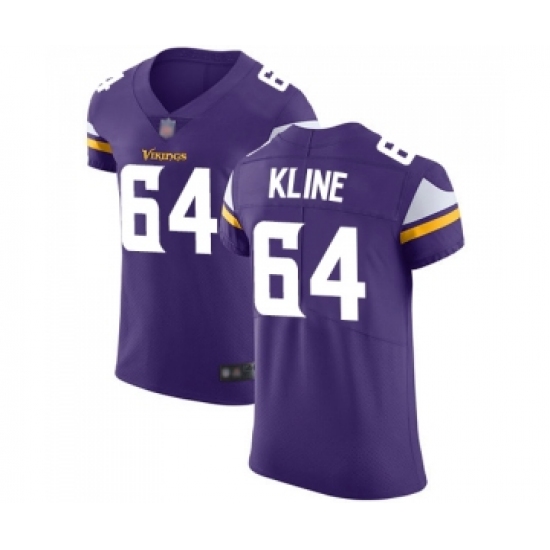 Men's Minnesota Vikings #64 Josh Kline Purple Team Color Vapor Untouchable Elite Player Football Jersey - Ujersey