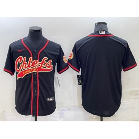 Men's Kansas City Chiefs Blank Black Stitched MLB Cool Base Nike Baseball Jersey - Ujersey