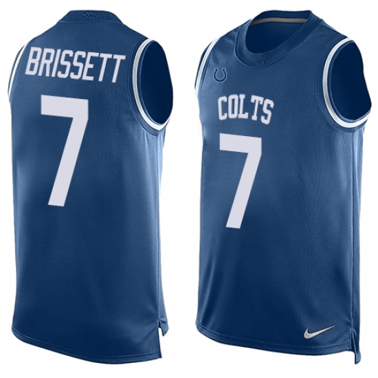 Men's Nike Indianapolis Colts #7 Jacoby Brissett Limited Royal Blue Player Name & Number Tank Top NFL Jersey - Ujersey