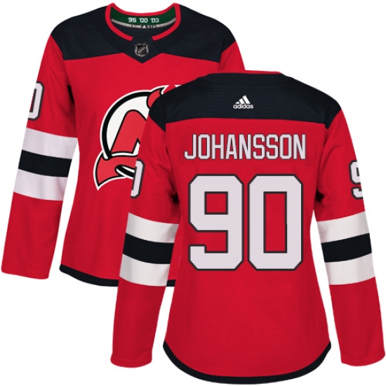 Women's Adidas New Jersey Devils #90 Marcus Johansson Authentic Red Home NHL Jersey - Ujersey