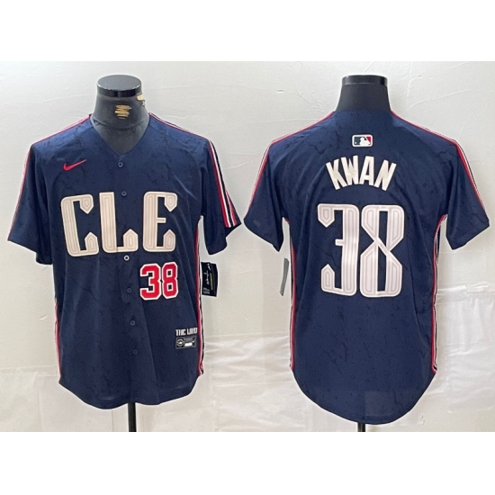 Men's Cleveland Guardians #38 Steven Kwan Number Navy 2024 City Connect Limited Stitched Jersey - Ujersey