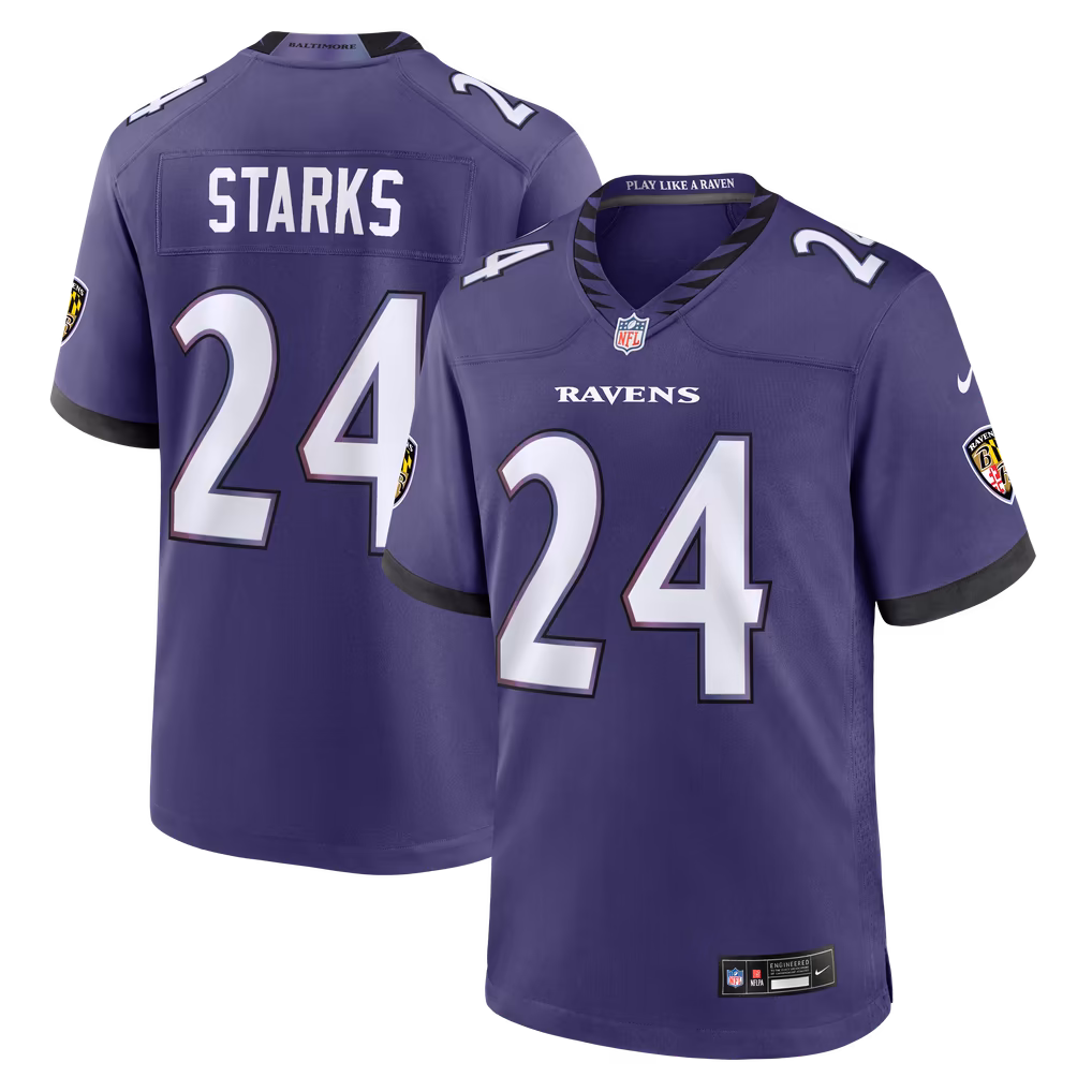 Men's Baltimore Ravens Malaki Starks Nike Purple Team Game Jersey - ujerseystore