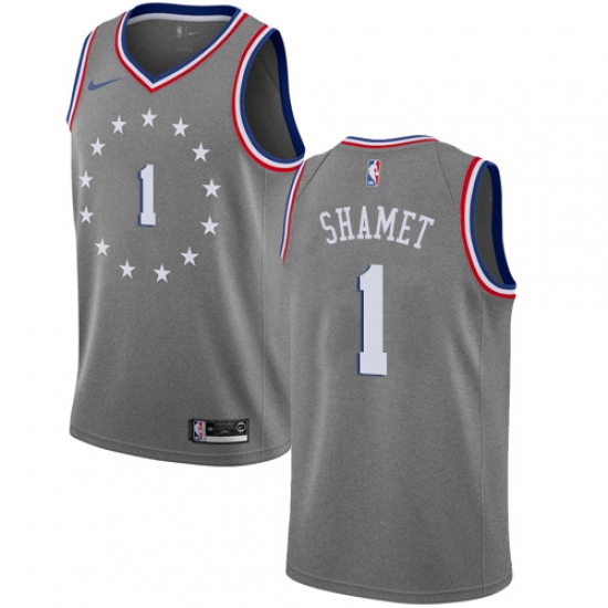 Men's Nike Philadelphia 76ers #1 Landry Shamet Swingman Gray NBA Jersey - City Edition - Ujersey