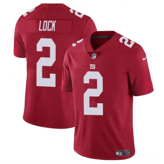 Men's New York Giants #2 Drew Lock Red Vapor Untouchable Limited Football Stitched Jersey - Ujersey