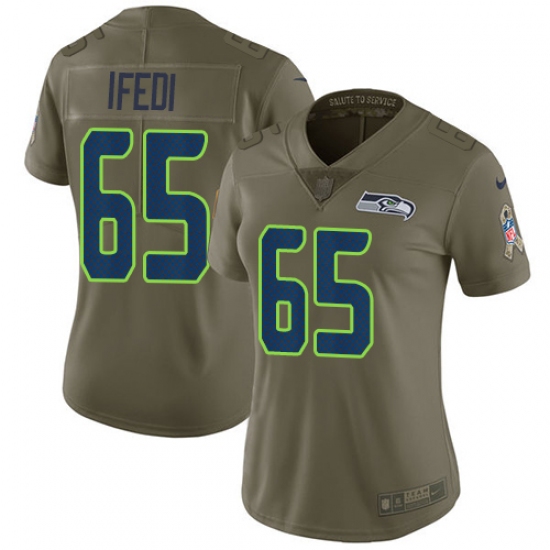 Women's Nike Seattle Seahawks #65 Germain Ifedi Limited Olive 2017 Salute to Service NFL Jersey - Ujersey