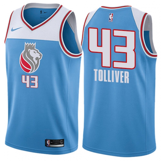 Men's Nike Sacramento Kings #43 Anthony Tolliver Authentic Blue NBA Jersey - City Edition - Ujersey