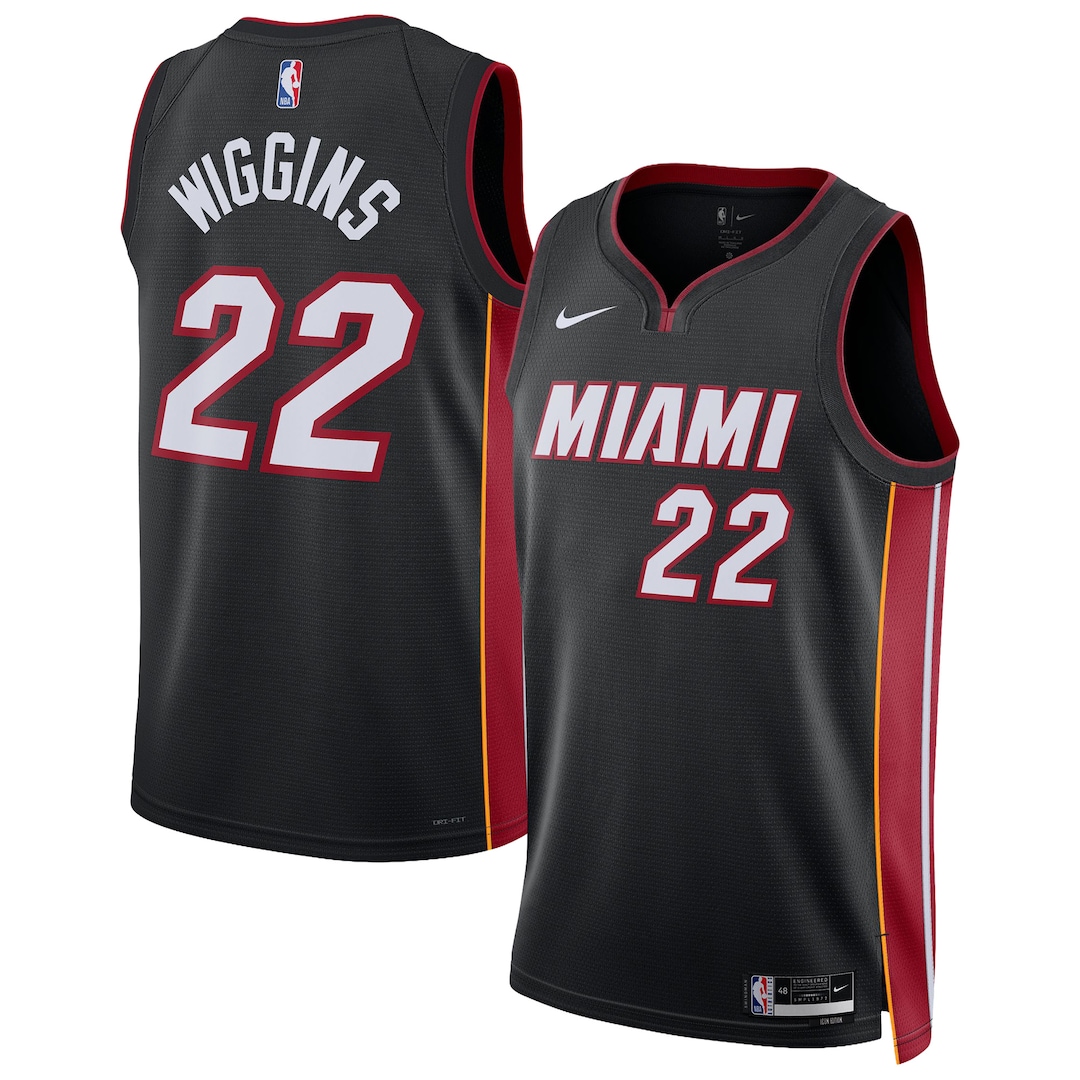 Unisex Miami Heat Andrew Wiggins Nike Black Swingman Jersey - Icon Edition - SUjersey01