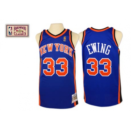 Men's Mitchell and Ness New York Knicks #33 Patrick Ewing Authentic Royal Blue Throwback NBA Jersey - Ujersey