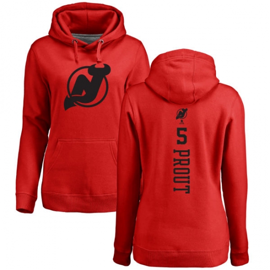 NHL Women's Adidas New Jersey Devils #5 Dalton Prout Red One Color Backer Pullover Hoodie - ujerseystore