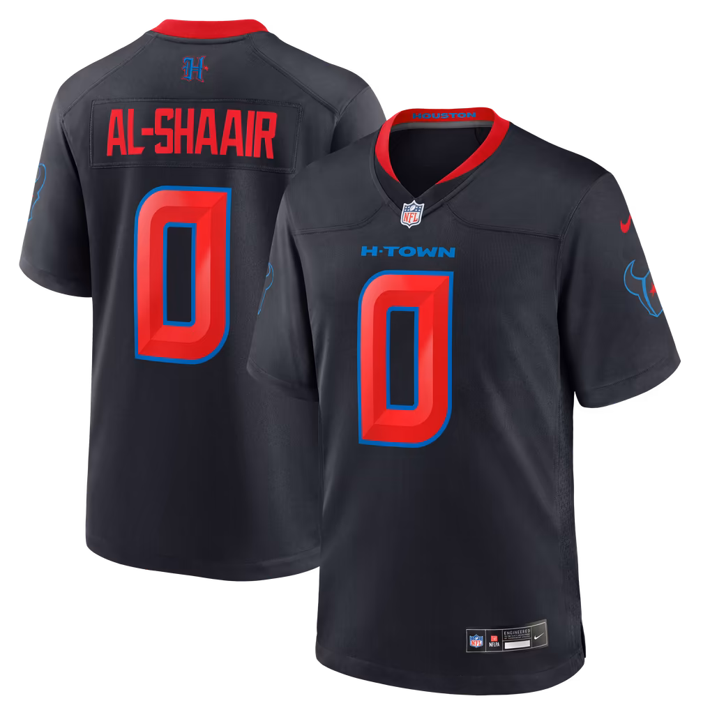 Men's Houston Texans Azeez Al-Shaair Nike Navy Alternate Game Jersey - Ujersey