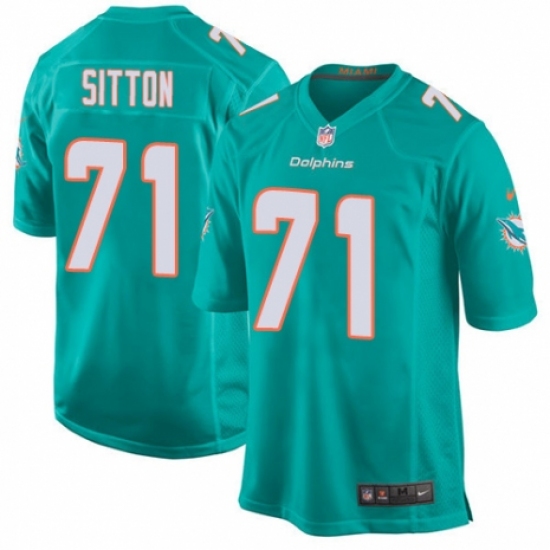 Men's Nike Miami Dolphins #71 Josh Sitton Game Aqua Green Team Color NFL Jersey - Ujersey