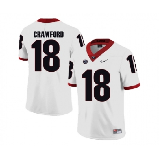 Georgia Bulldogs 18 Ricardo Crawford White College Football Jersey - Ujersey