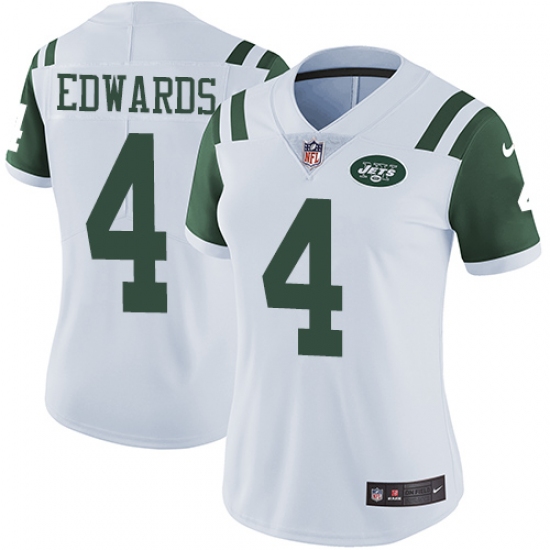 Women's Nike New York Jets #4 Lac Edwards Elite White NFL Jersey - Ujersey