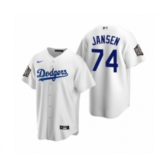 Men's Los Angeles Dodgers #74 Kenley Jansen White 2020 World Series Replica Jersey - Ujersey