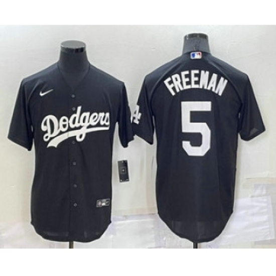 Men's Los Angeles Dodgers #5 Freddie Freeman Black Turn Back The Clock Stitched Cool Base Jersey - Ujersey