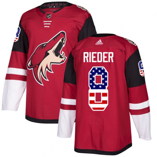 Men's Adidas Arizona Coyotes #8 Tobias Rieder Authentic Red USA Flag Fashion NHL Jersey - Ujersey